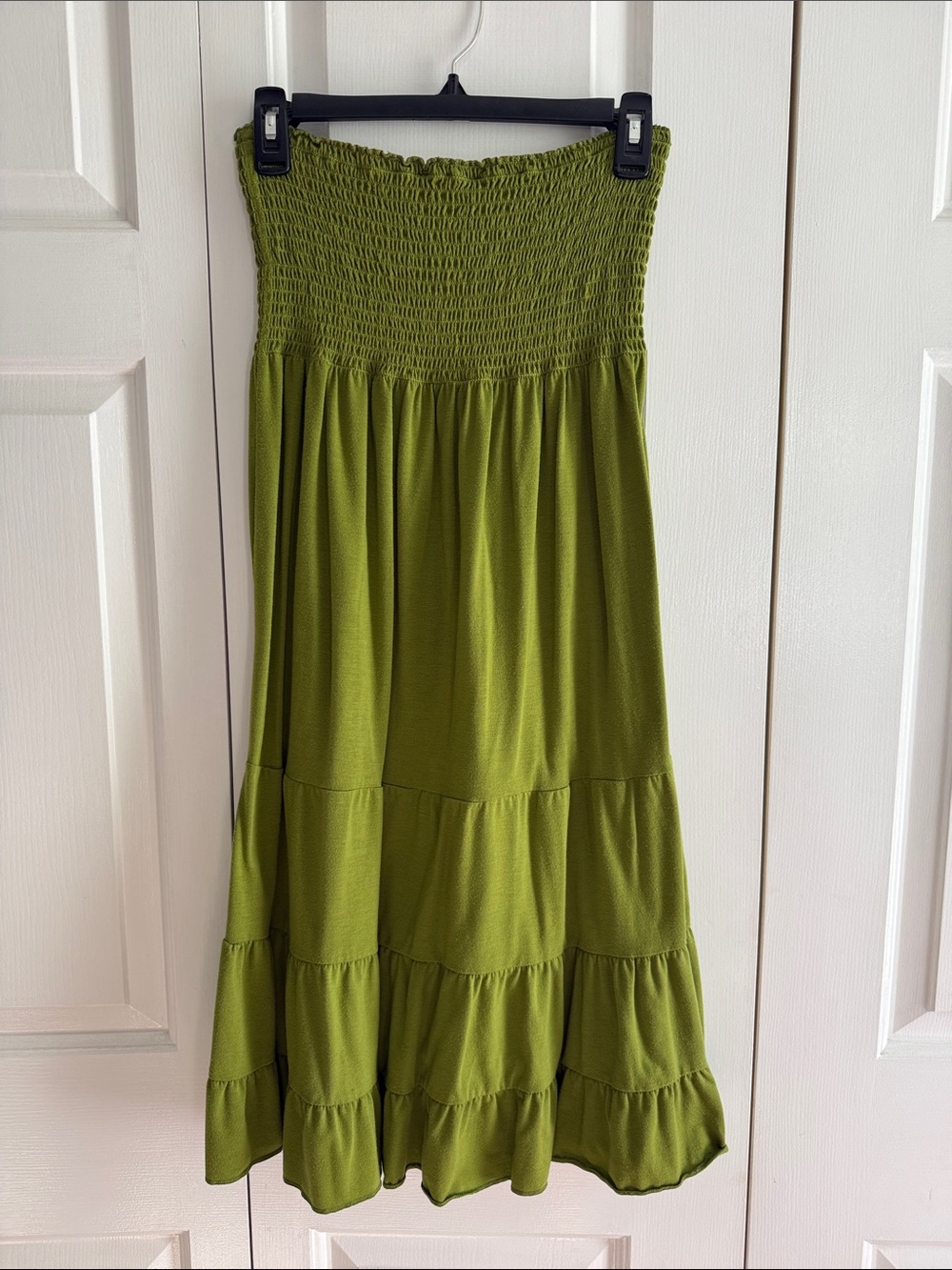 Derek Heart Olive Green Smocked Stretch Top